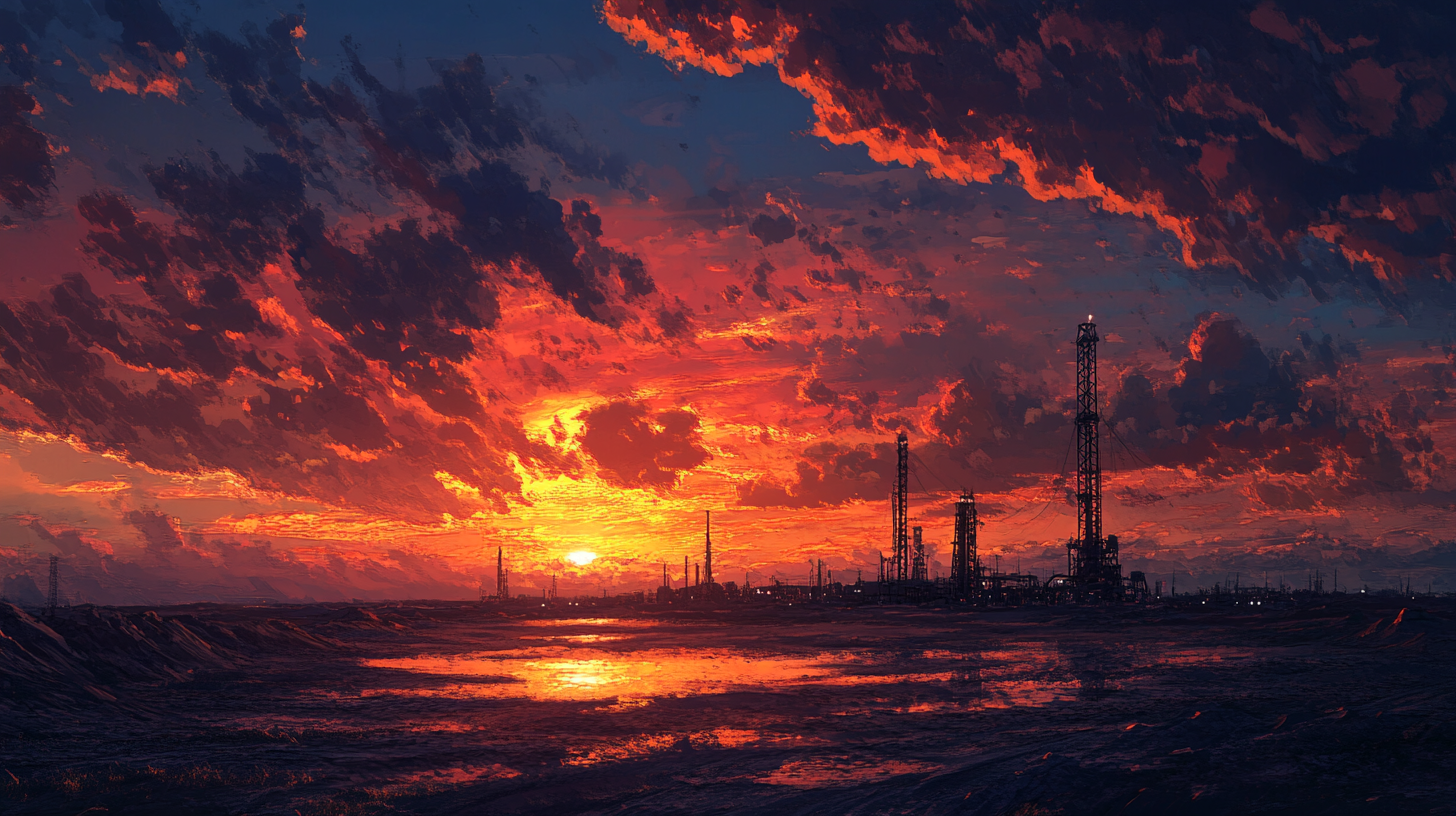 Landscape view of an oil field in Mexico