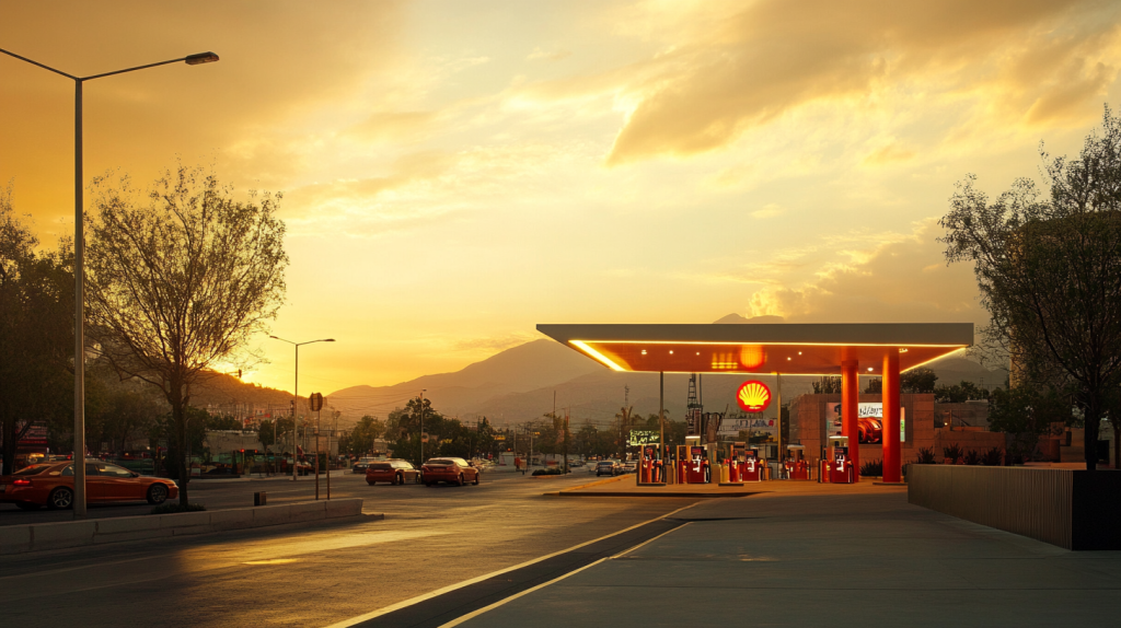 Street view of a Shell gas station in Mexico